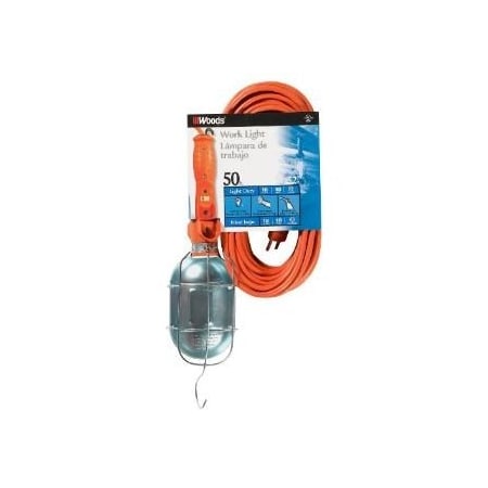 Southwire Medium Duty Trouble Light, 18/3, 50' SJTW, Metal Guard, w/Outlet 682